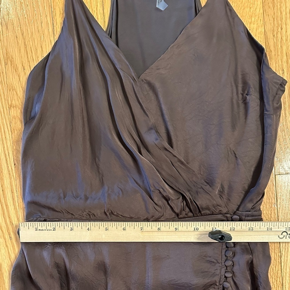 Young Fabulous & Broke Jameson Dress L Wrap Mini Slip Mini Chocolate Brown - Picture 9 of 13
